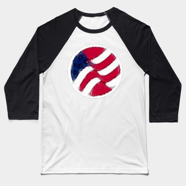 USA Flag Pastel Chalk Art Baseball T-Shirt by anacarminda